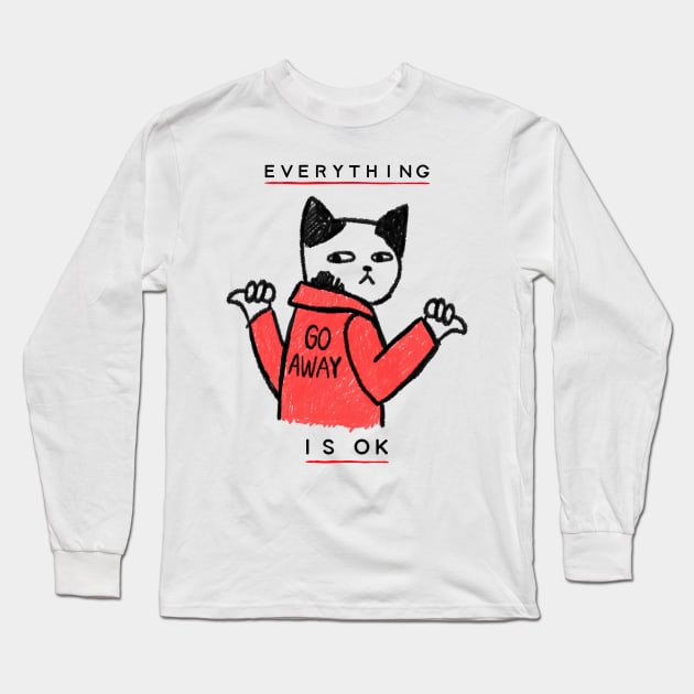 Cat Go Away Long Sleeve T-Shirt by YungBick